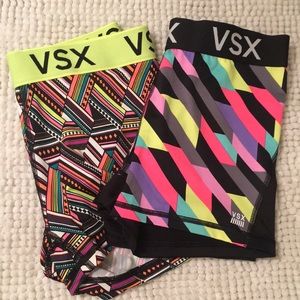 Two pairs of spandex type athletic shorts